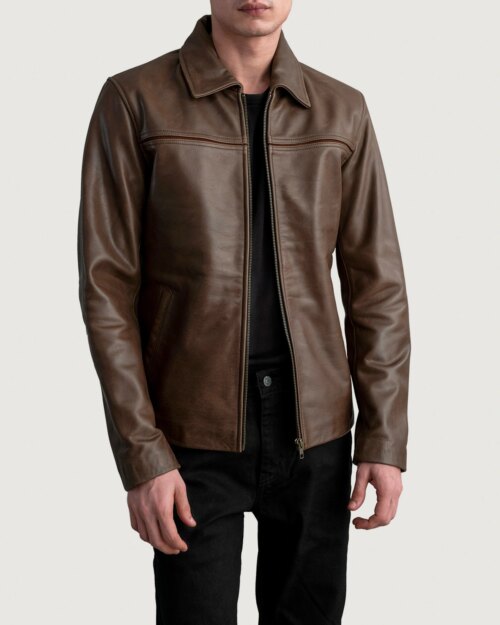 Sage Pullup Brown Leather Jacket